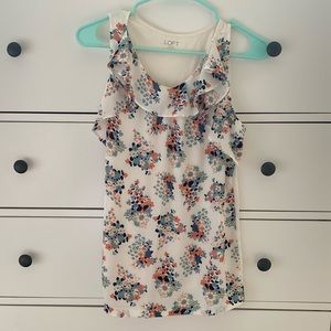 Women’s Blouse Tank Top with Ruffle and Floral Pattern